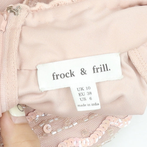 Frock & Frill Pink Women's Dress, Size 10, Sequin Accent