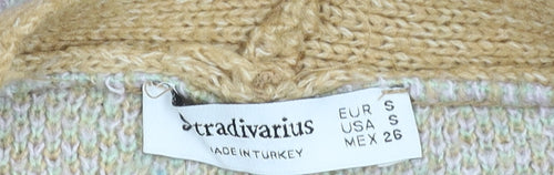 Stradivarius Women’s Beige Argyle Cardigan, Size 8