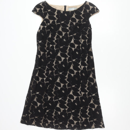 Wallis Women Black Floral Sheath Dress Size 12