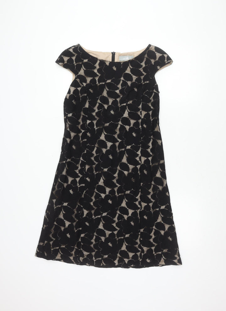 Wallis Women Black Floral Sheath Dress Size 12