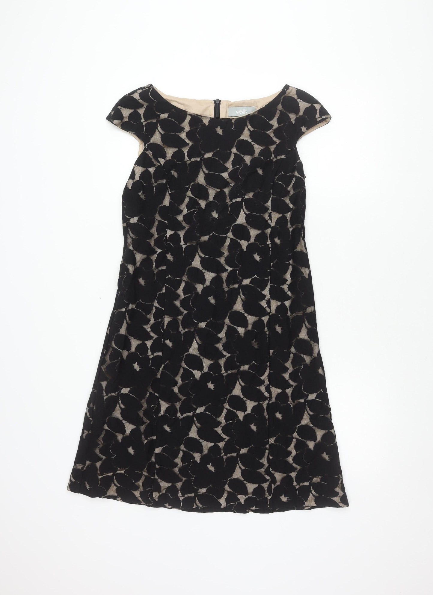Wallis Women Black Floral Sheath Dress Size 12