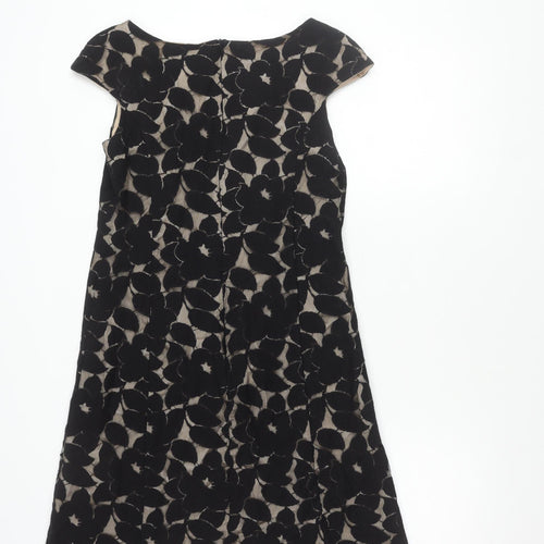 Wallis Women Black Floral Sheath Dress Size 12