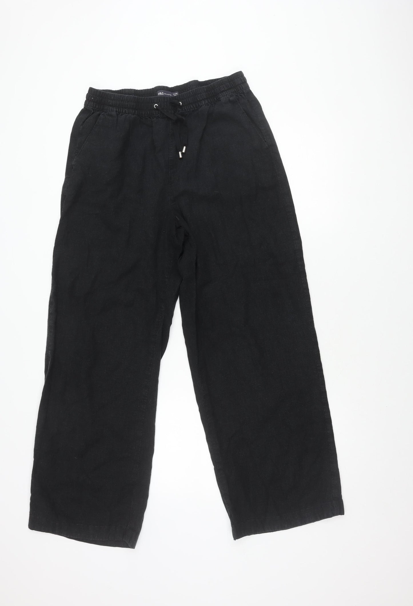 Marks and Spencer Women's Black Wide-Leg Trousers Size 14