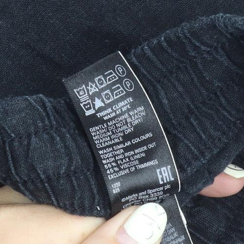 Marks and Spencer Women's Black Wide-Leg Trousers Size 14
