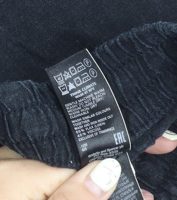 Marks and Spencer Women's Black Wide-Leg Trousers Size 14