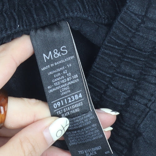 Marks and Spencer Women's Black Wide-Leg Trousers Size 14