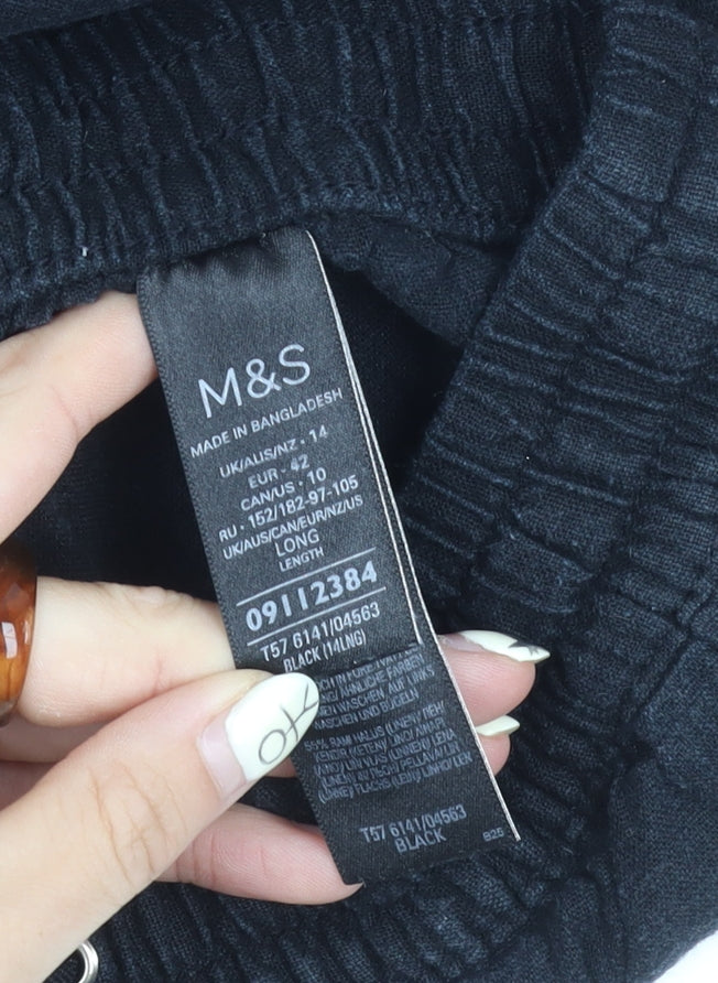 Marks and Spencer Women's Black Wide-Leg Trousers Size 14