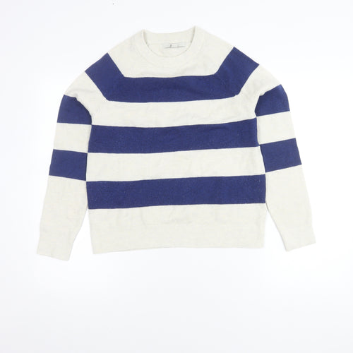 Marks and Spencer Women's Blue Striped Pullover Jumper S
