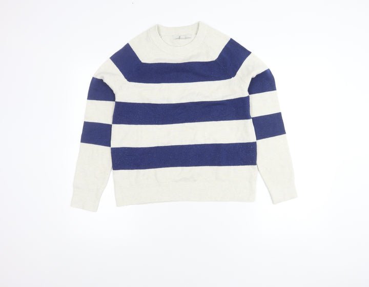 Marks and Spencer Women's Blue Striped Pullover Jumper S