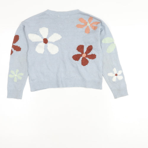 Chloe + Cyrus Girls Blue Floral Pullover Jumper M