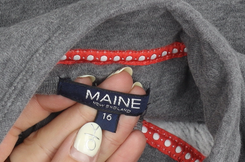 Maine New England Grey High Neck Cardigan, Size 16