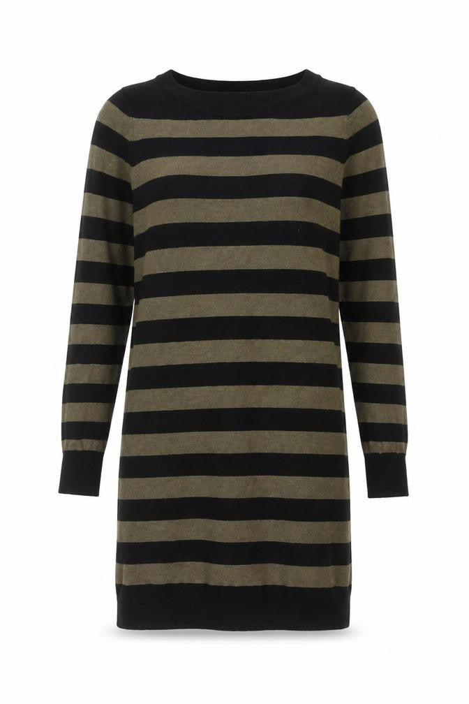 Front view of Marks & Spencer Women's Black Striped Jumper, size 12