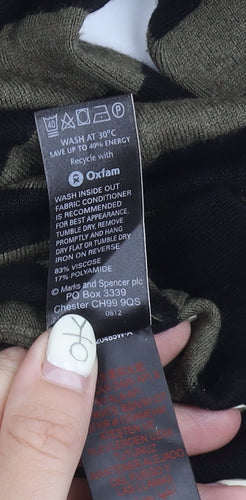 Marks and Spencer Women's Black Striped Jumper Size 12