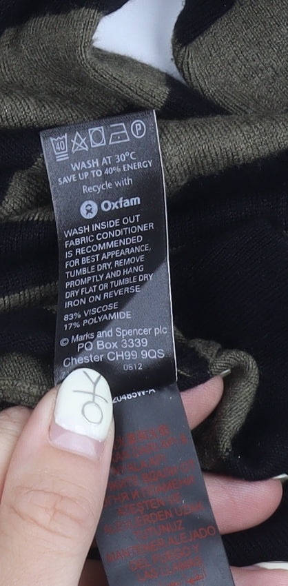 Marks and Spencer Women's Black Striped Jumper Size 12