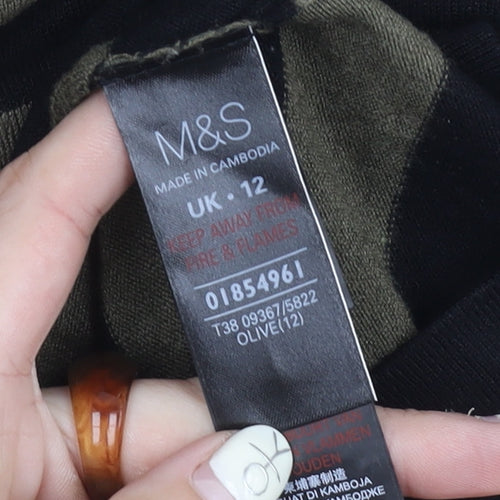 Marks and Spencer Women's Black Striped Jumper Size 12
