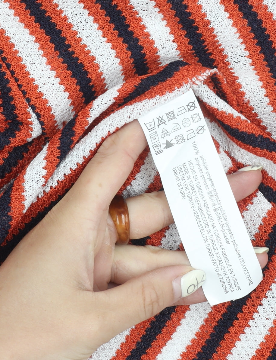 Pull & Bear Women's Multicoloured Striped Long Skirt Size 10