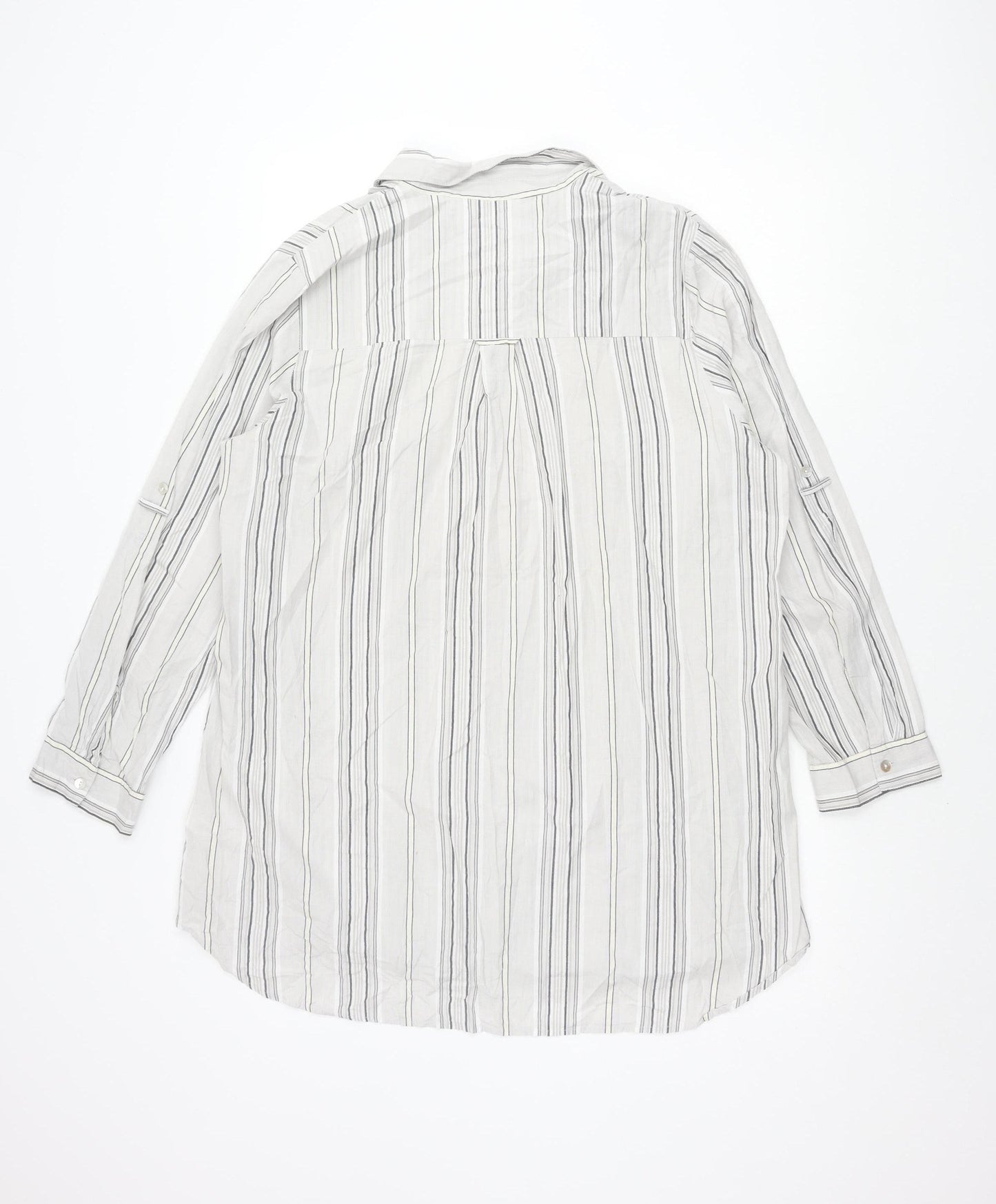 Marks and Spencer Women's Grey Striped Button-Up Shirt