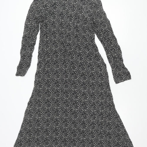 M&S Women's Black A-Line Knee Length Dress, Size 8
