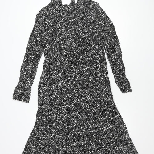M&S Women's Black A-Line Knee Length Dress, Size 8