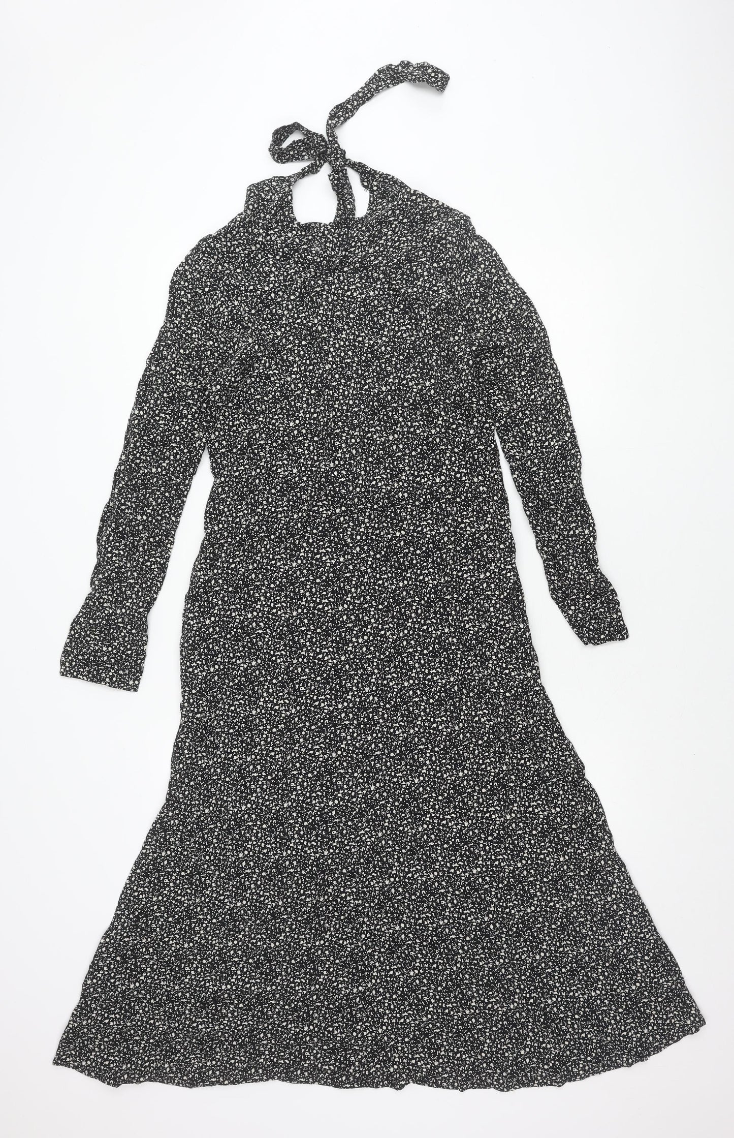M&S Women's Black A-Line Knee Length Dress, Size 8