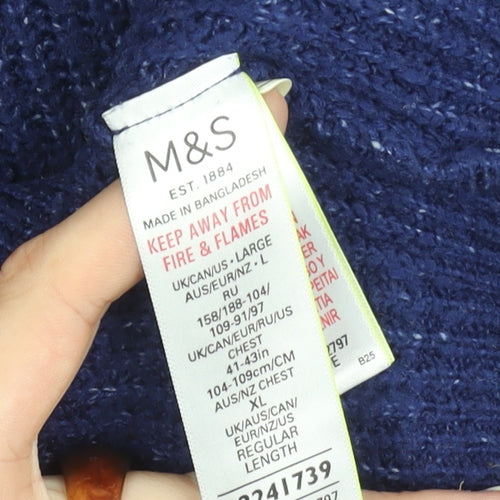 Marks and Spencer Men's Blue Pullover Jumper L
