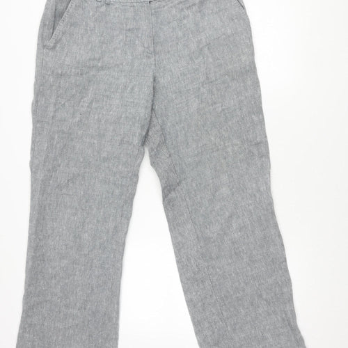 J. Taylor Women's Grey Straight Leg Linen Trousers