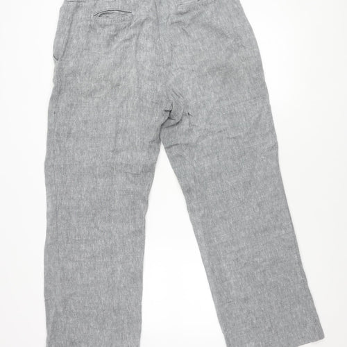 J. Taylor Women's Grey Straight Leg Linen Trousers