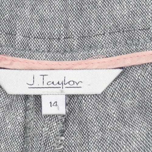 J. Taylor Women's Grey Straight Leg Linen Trousers