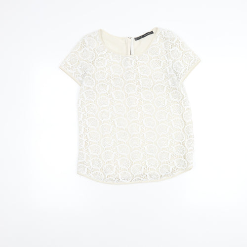 Zara Basic Women’s Ivory Crochet Blouse, Size S, Summer Elegance
