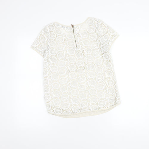 Zara Basic Women’s Ivory Crochet Blouse, Size S, Summer Elegance