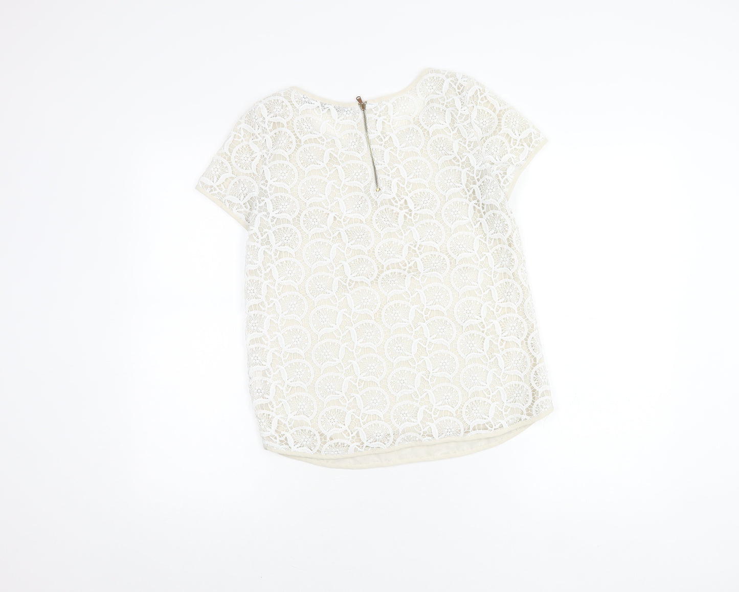 Zara Basic Women’s Ivory Crochet Blouse, Size S, Summer Elegance
