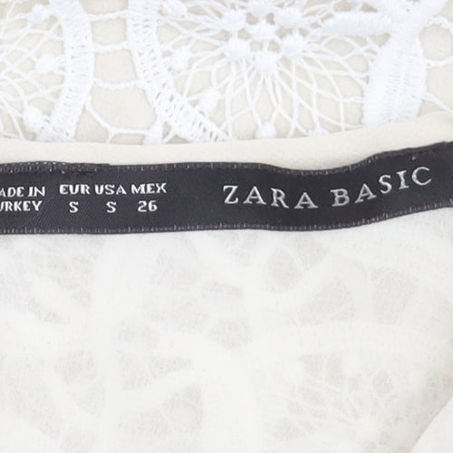 Zara Basic Women’s Ivory Crochet Blouse, Size S, Summer Elegance