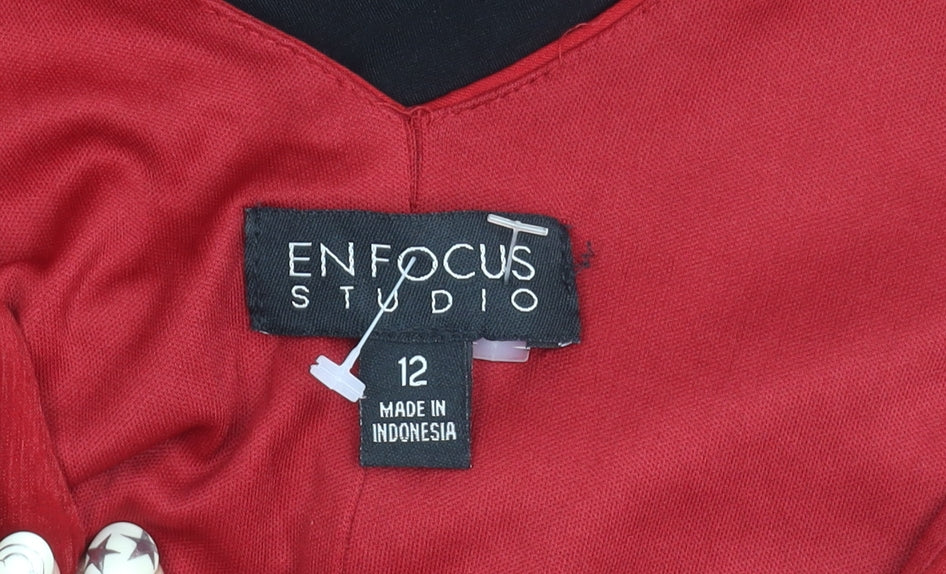 Enfocus Studio Women's Red & Black Sheath Dress 12