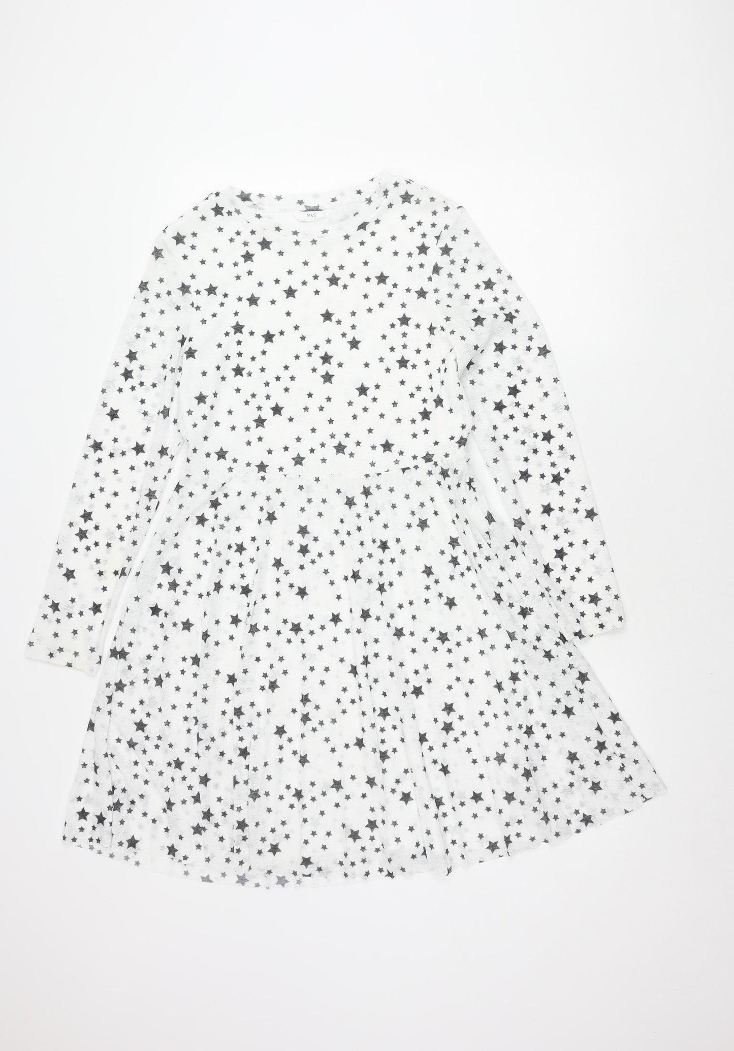 Marks and Spencer Girls White Star Dress 12-13 Years