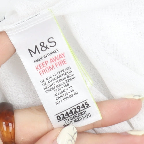 Marks and Spencer Girls White Star Dress 12-13 Years