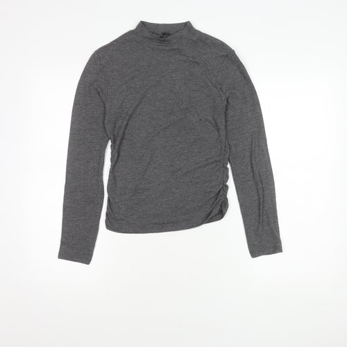 Stradivarius Women's Grey Knit High Neck Top M