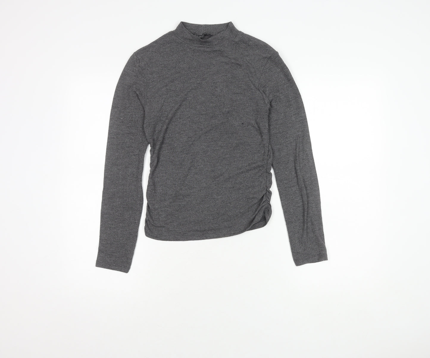 Stradivarius Women's Grey Knit High Neck Top M