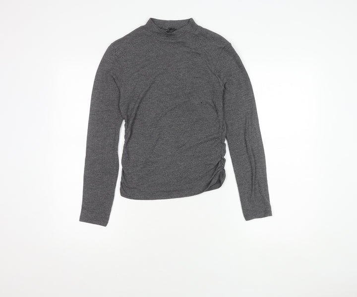 Stradivarius Women's Grey Knit High Neck Top M