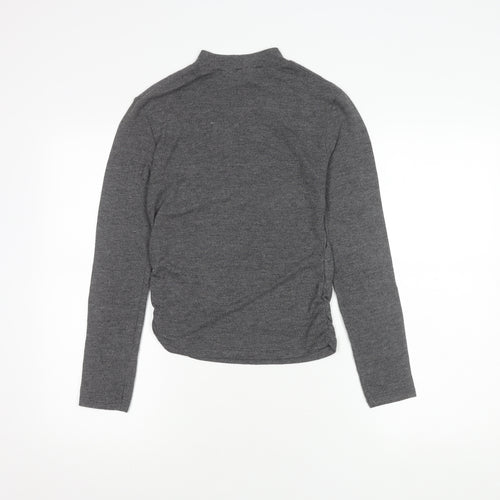 Stradivarius Women's Grey Knit High Neck Top M