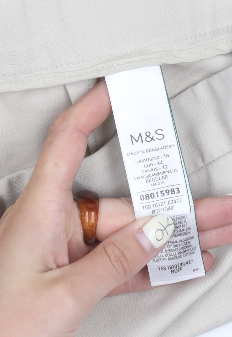 Marks and Spencer Beige Women's Trousers Size 16