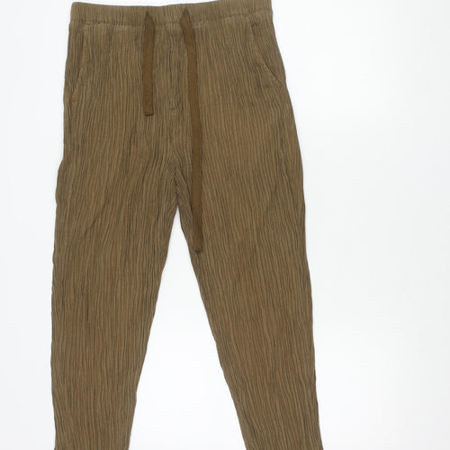 Zara Women's Brown Trousers, Size S, Mid Rise, Flat Front