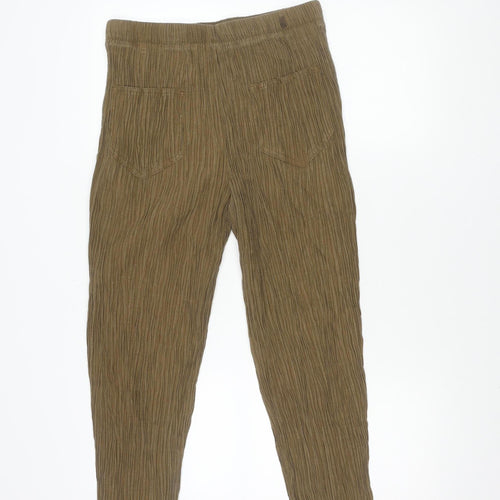 Zara Women's Brown Trousers, Size S, Mid Rise, Flat Front