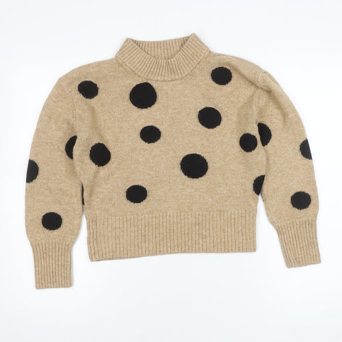 Marks and Spencer Women’s Beige Polka Dot Pullover Jumper