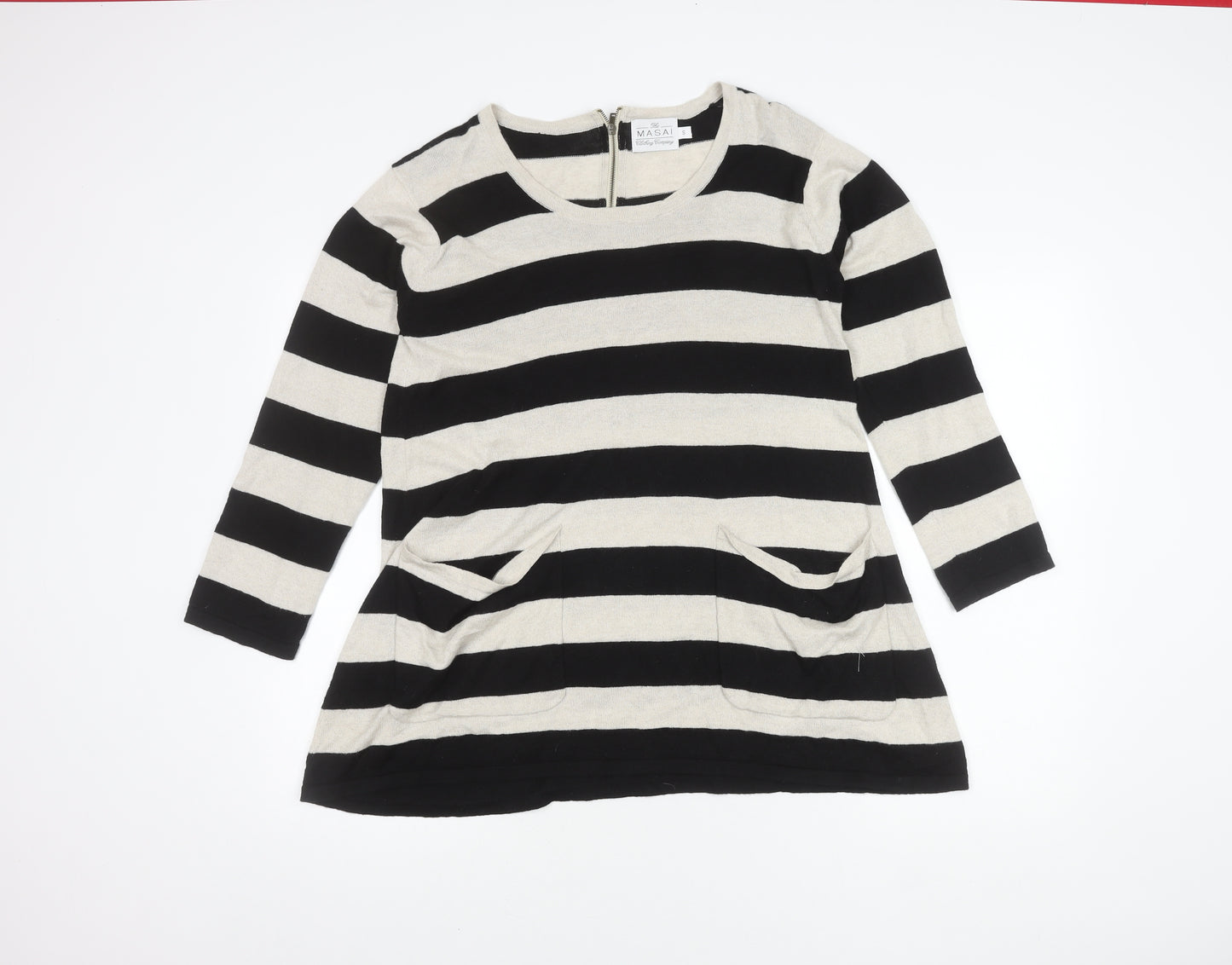 Masai Women's Black Stripe Tunic Jumper, Size S