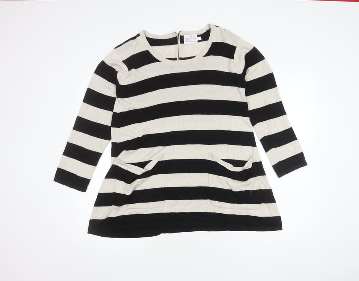 Masai Women's Black Stripe Tunic Jumper, Size S