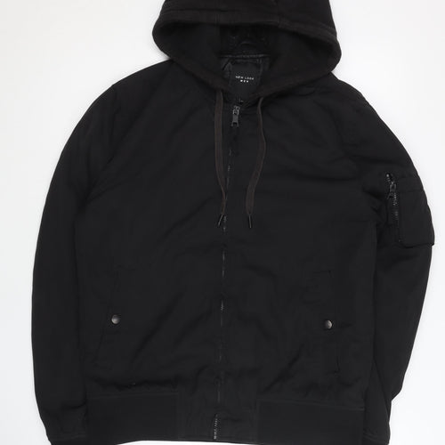New Look Men's Black Bomber Jacket M with Hood