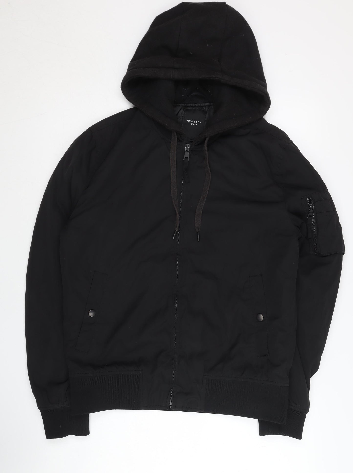 New Look Men's Black Bomber Jacket M with Hood