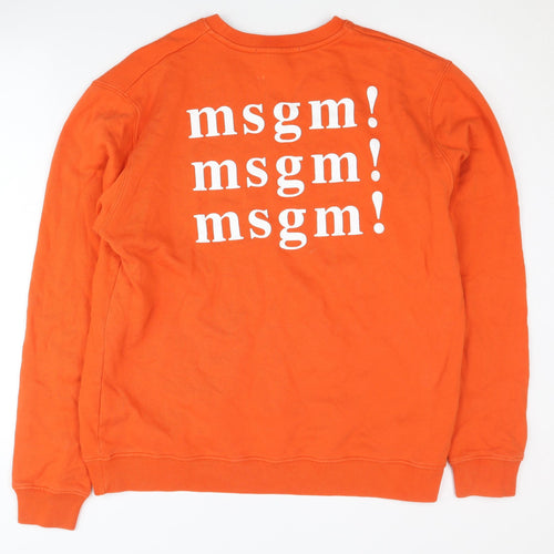 MSGM Men's Orange Graphic Sweatshirt L