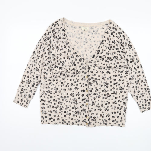 Fat Face Women’s Beige Animal Print Cardigan, Size 14