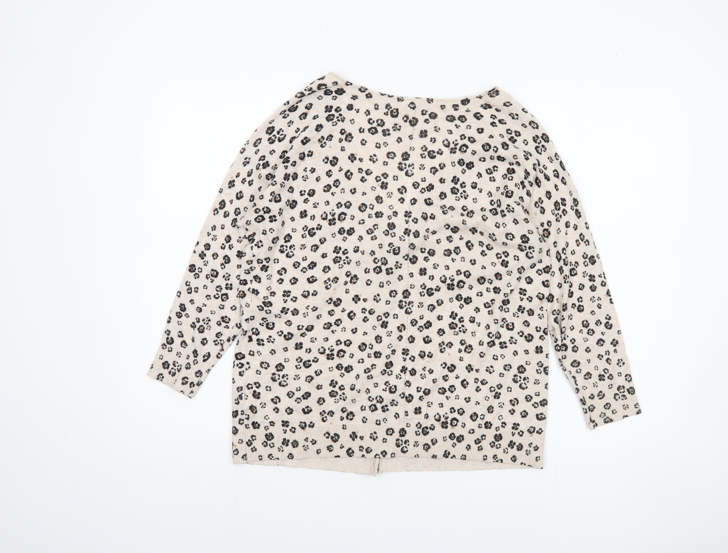 Fat Face Women’s Beige Animal Print Cardigan, Size 14